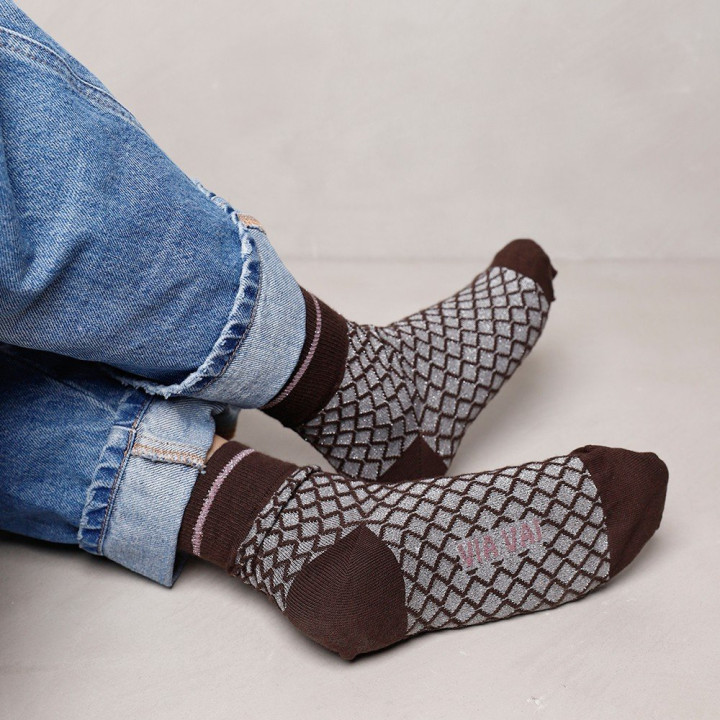 VIAVAI soks 35-38 Nova Mabel 8888333-01-212 cotton noisette